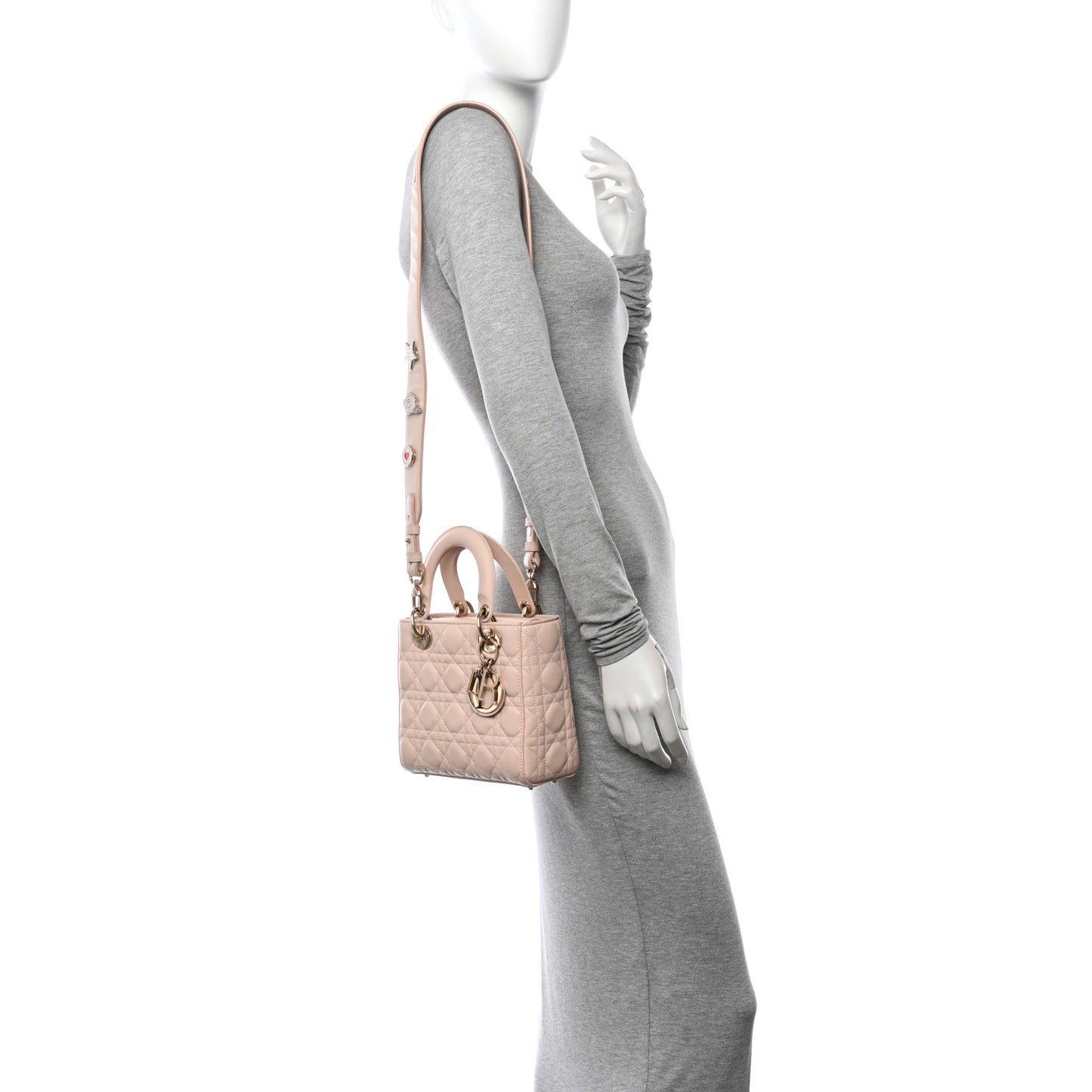 Lambskin Cannage Small Lucky Badges My Lady Dior Light Pink