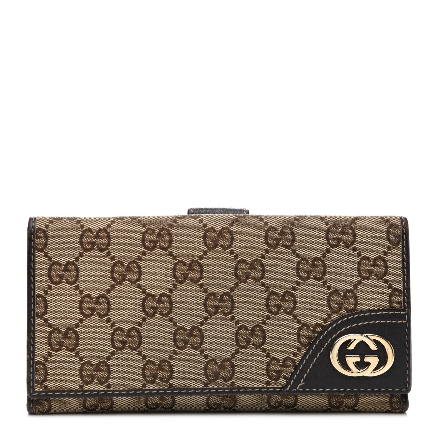 Gucci Monogram New Britt Continental Snap Wallet Dark Brown 1 of 6