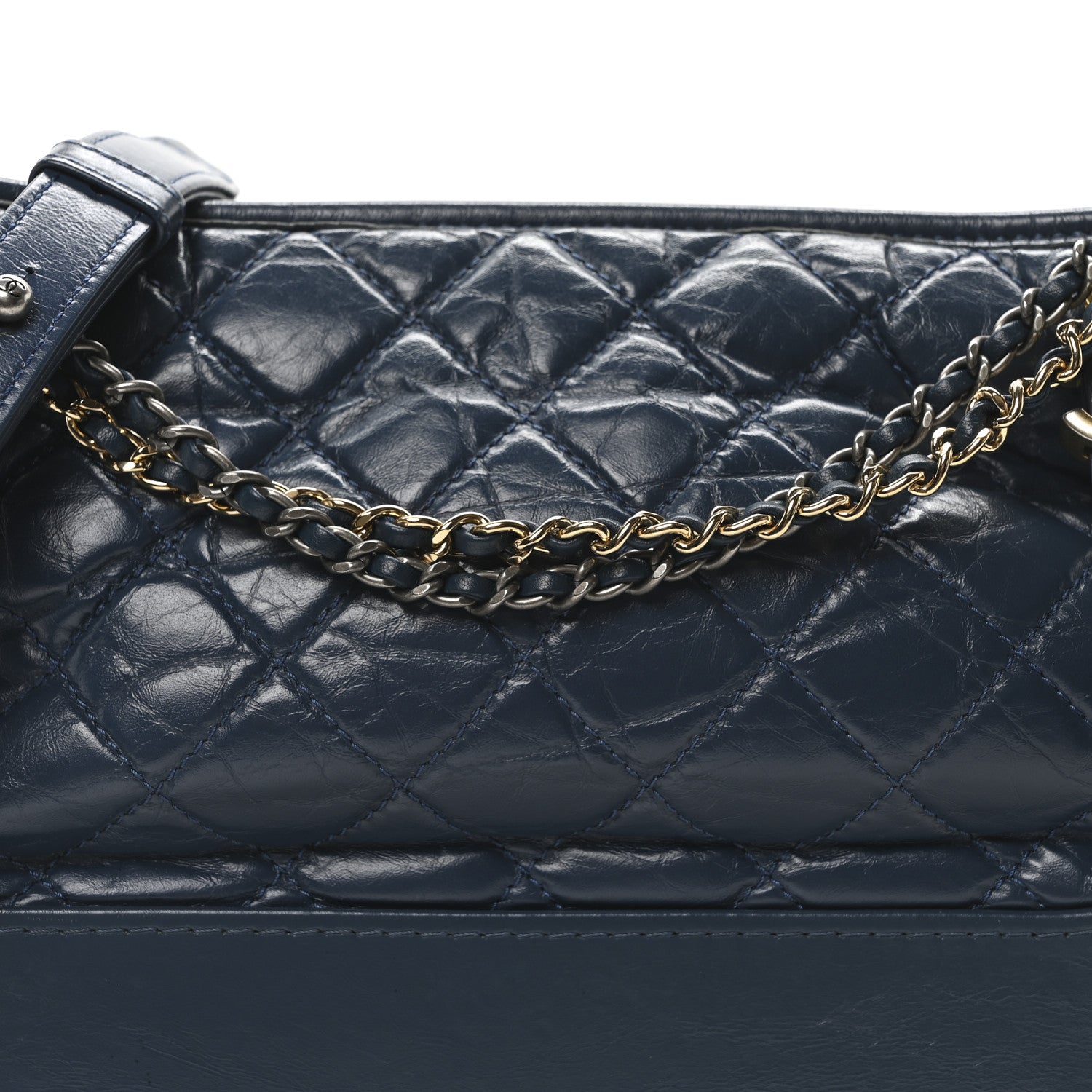 Chanel Patent Goatskin Quilted Medium Gabrielle Hobo Blue 8 of 10