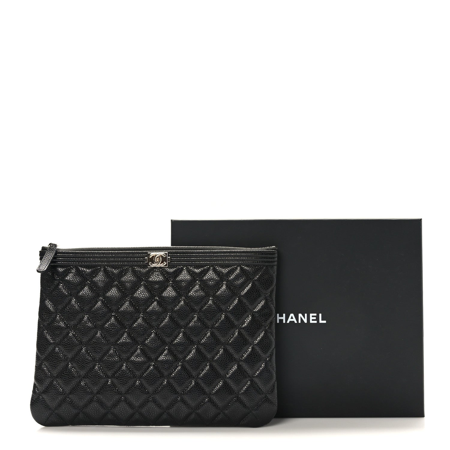 Chanel Caviar Quilted Medium Boy Cosmetic Case Black 8 of 8