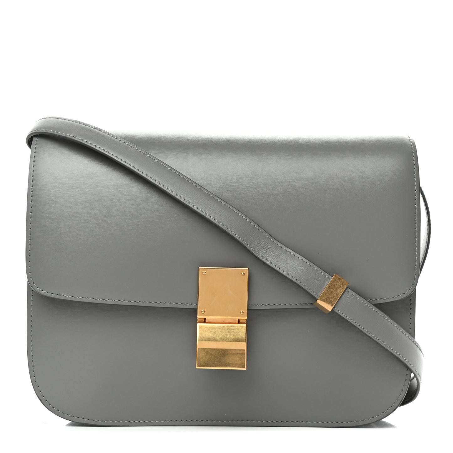 Box Calfskin Medium Classic Box Flap Bag Zinc