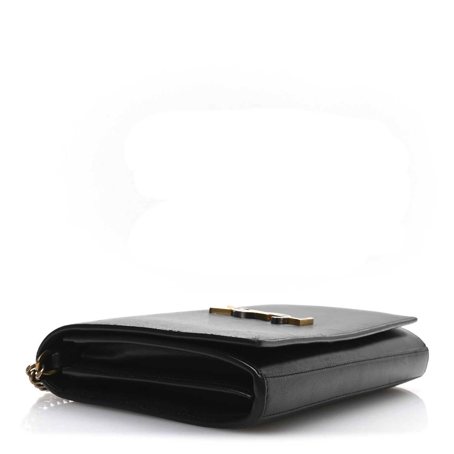 Saint Laurent Smooth Calfskin Tri-Metal Cassandre Wallet On Chain WOC Black 4 of 12