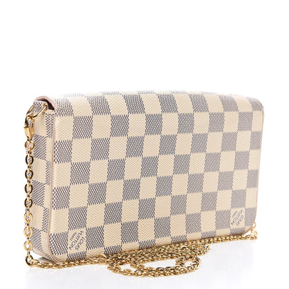 Louis Vuitton Damier Azur Pochette Felicie Chain Wallet Rose Ballerine 2 of 11