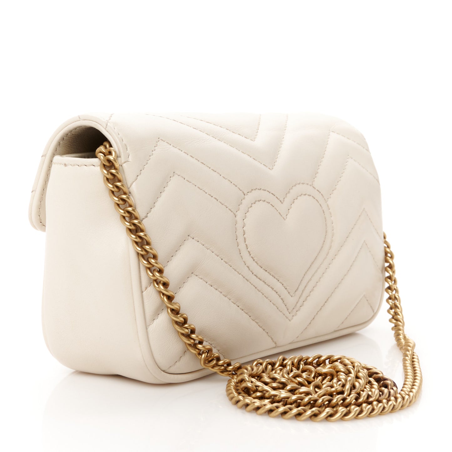 Calfskin Matelasse Super Mini GG Marmont Shoulder Bag White