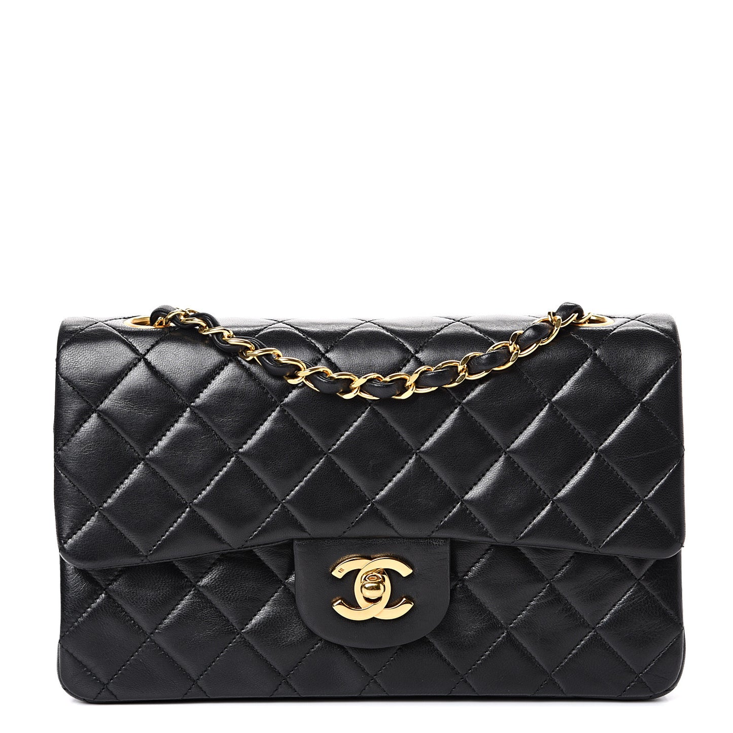 Lambskin Quilted Small Double Flap Black