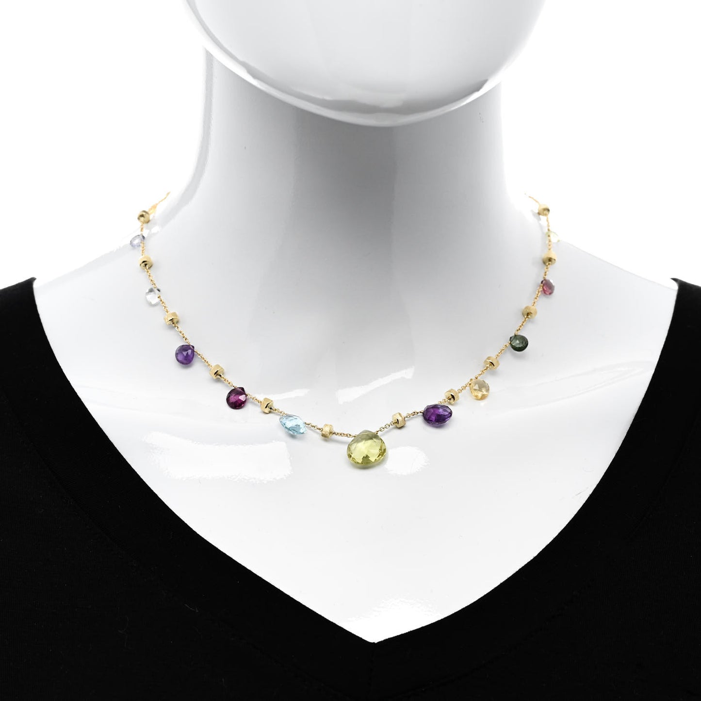 18K Yellow Gold Multi Gemstone Paradise Station Necklace