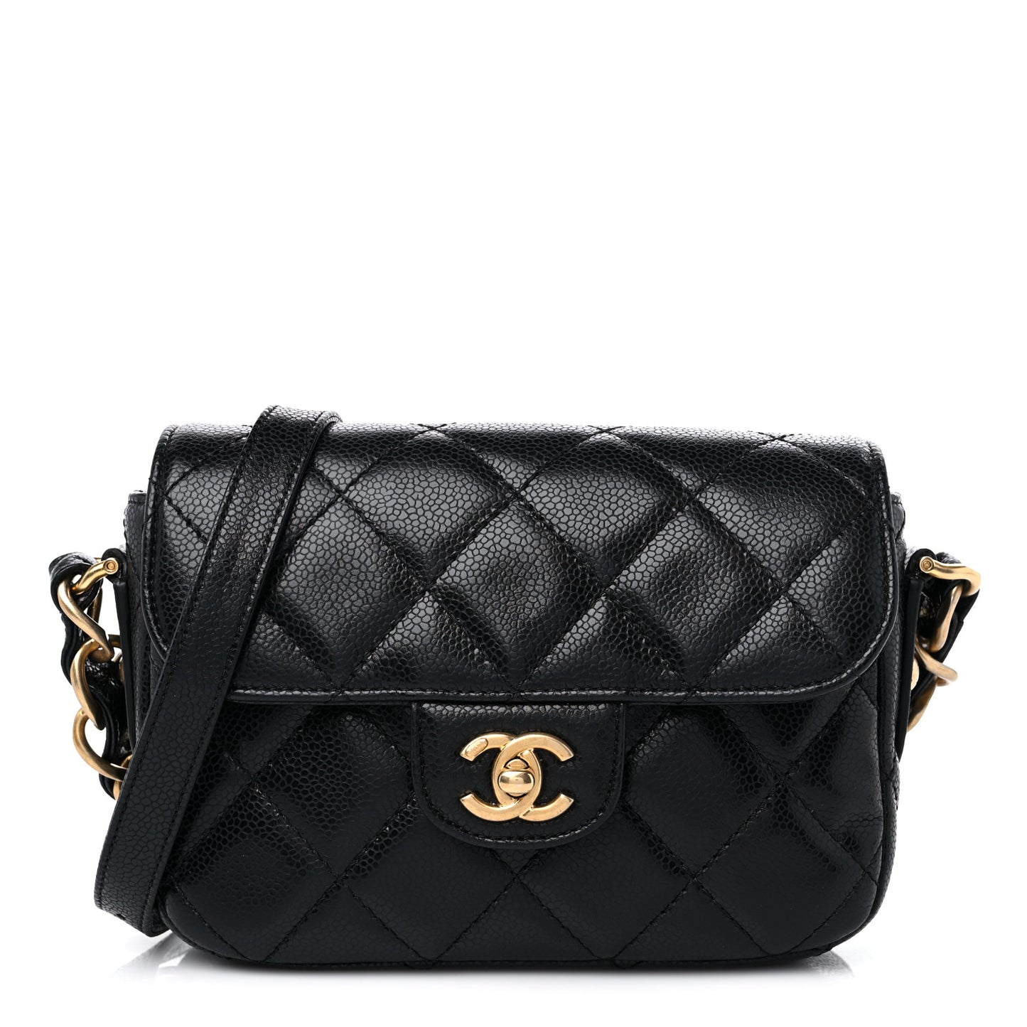 Caviar Quilted Mini Chain Flap Black