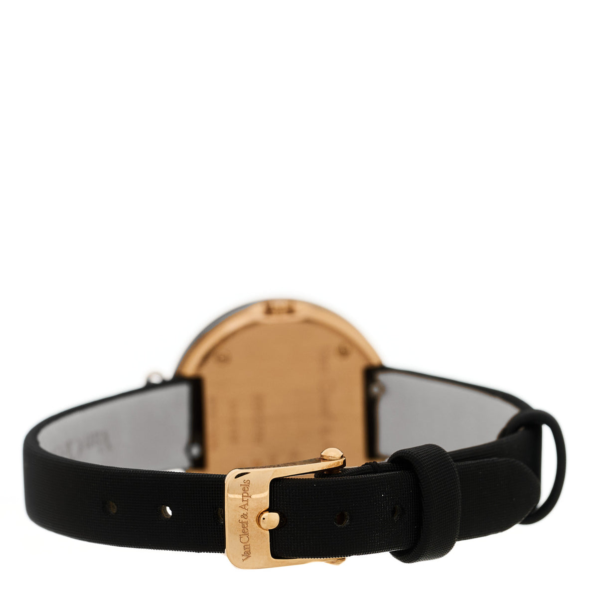 Van Cleef & Arpels 18K Rose Gold Satin 25mm Charms Quartz Watch Black 3 of 6