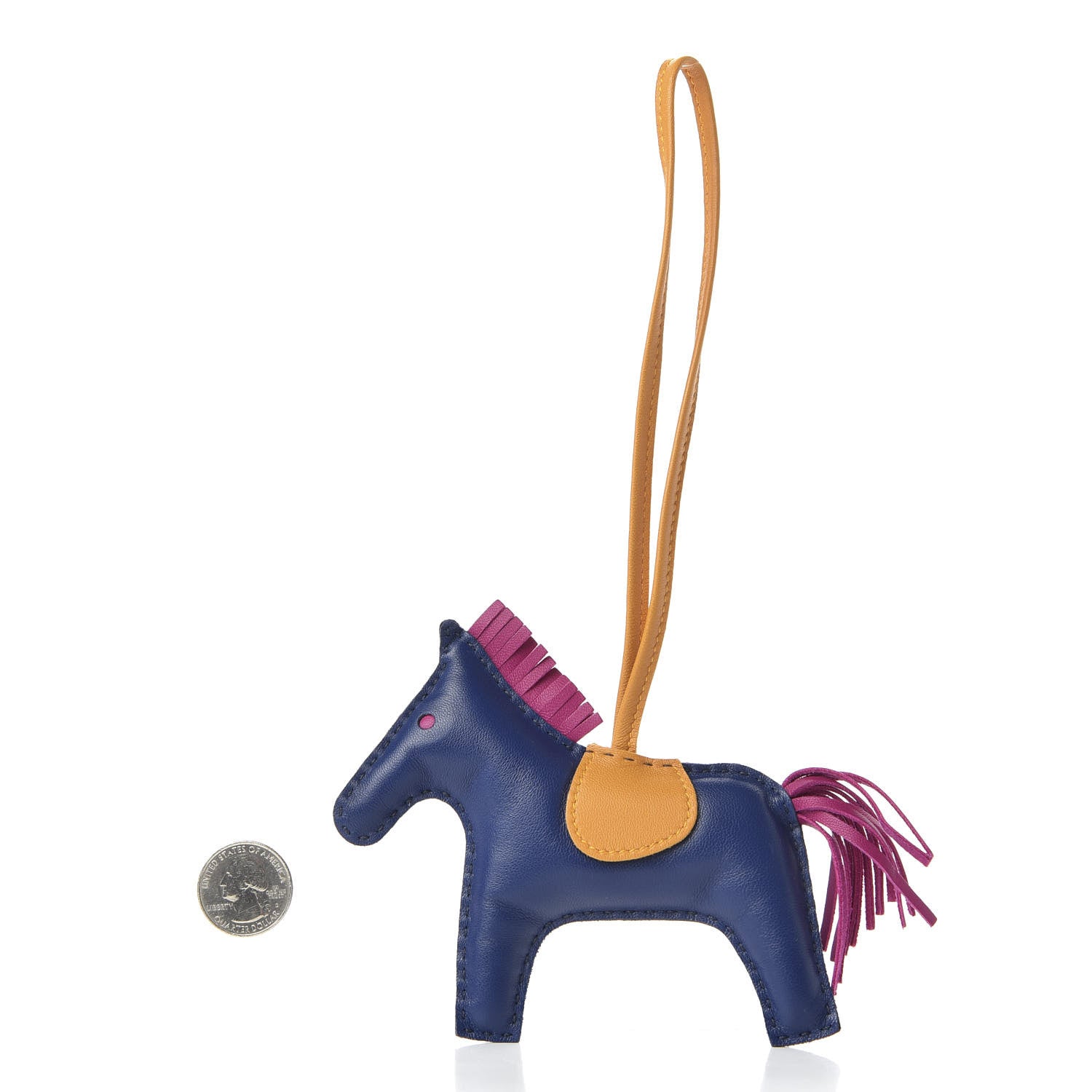 Hermes Milo Lambskin Grigri Rodeo Horse Bag Charm MM Bleu Saphir Rose Pourpre Naturel Bouton D'Or 2 of 5