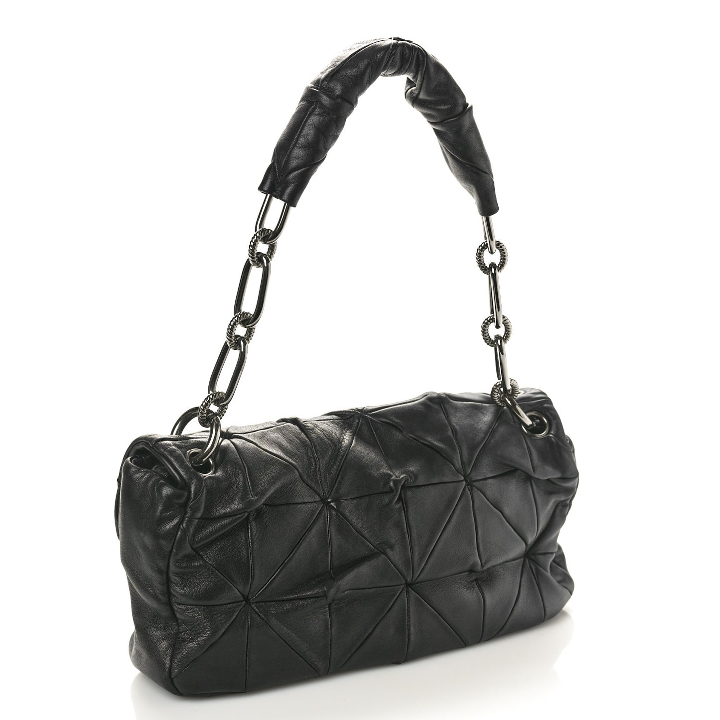 Lambskin Quilted Soft Squares Origami Flap Black