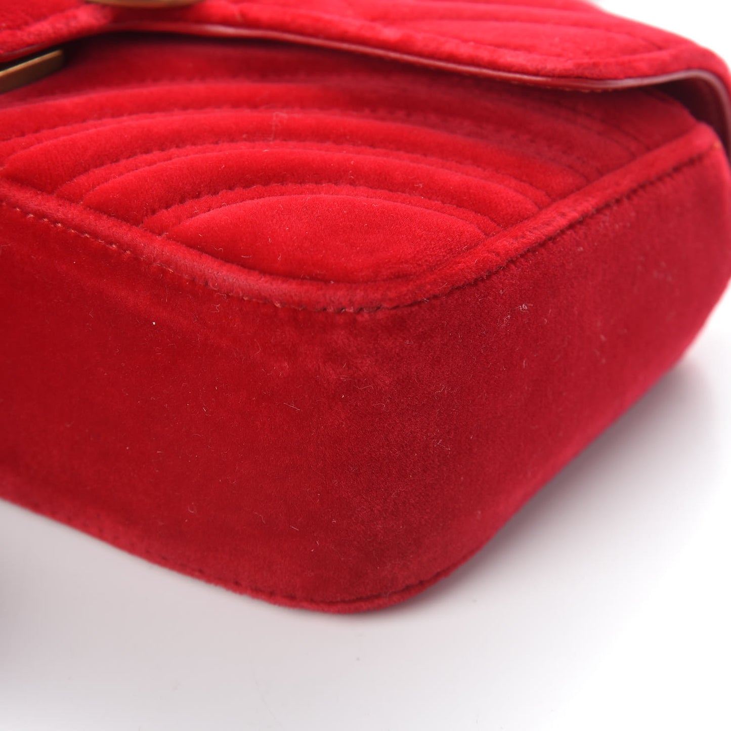Velvet Matelasse Mini GG Marmont Shoulder Bag Hibiscus Red
