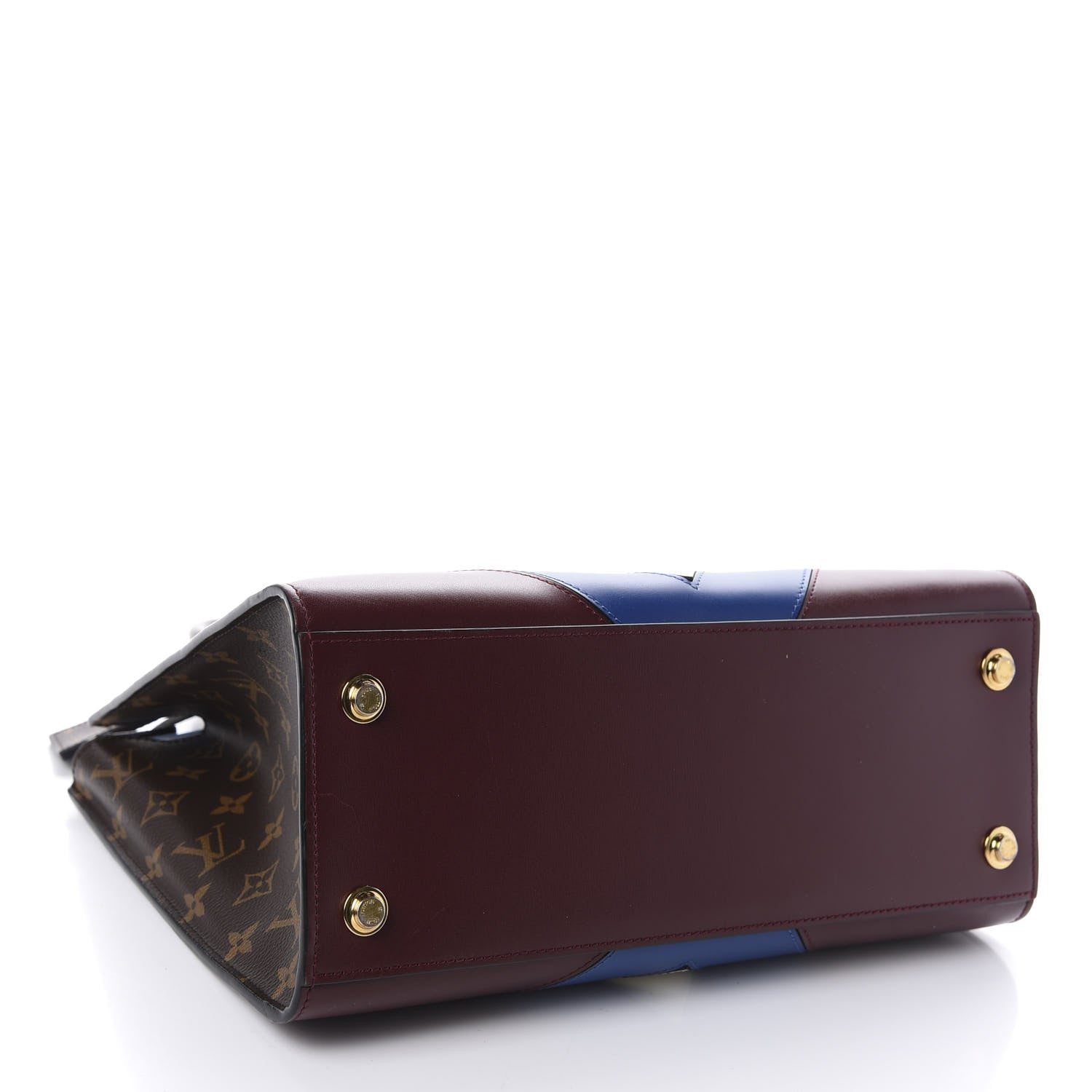Louis Vuitton Calfskin Monogram City Steamer MM Blue Burgundy White 4 of 9