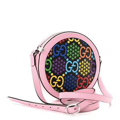 Gucci GG Supreme Monogram Psychedelic Round Shoulder Bag Black Multicolor Sugar Pink 3 of 10