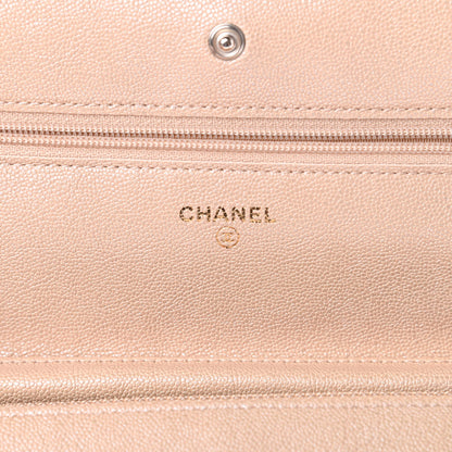 Chanel Iridescent Caviar Quilted Wallet On Chain WOC Beige 6 of 12