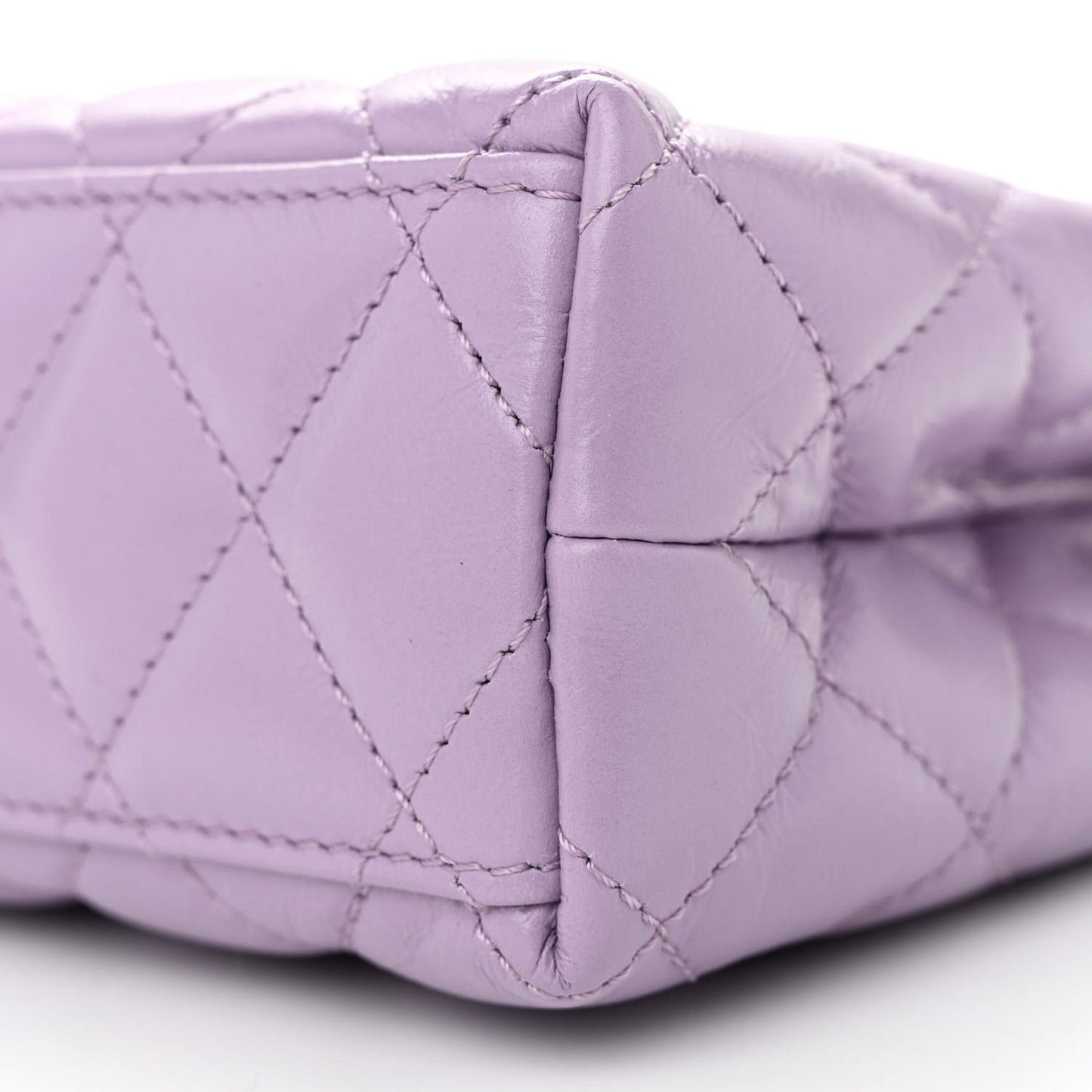 Shiny Aged Calfskin Quilted Nano Kelly Shopper Lilac