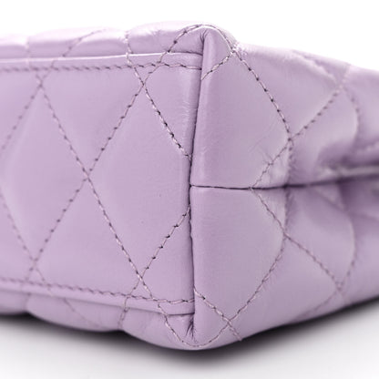 Chanel Shiny Aged Calfskin Quilted Nano Kelly Shopper Lilac 10 of 10