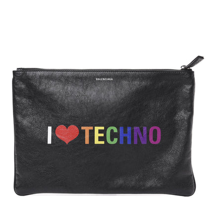Balenciaga Lambskin Supermarket I Love Techno Pouch Black 1 of 7