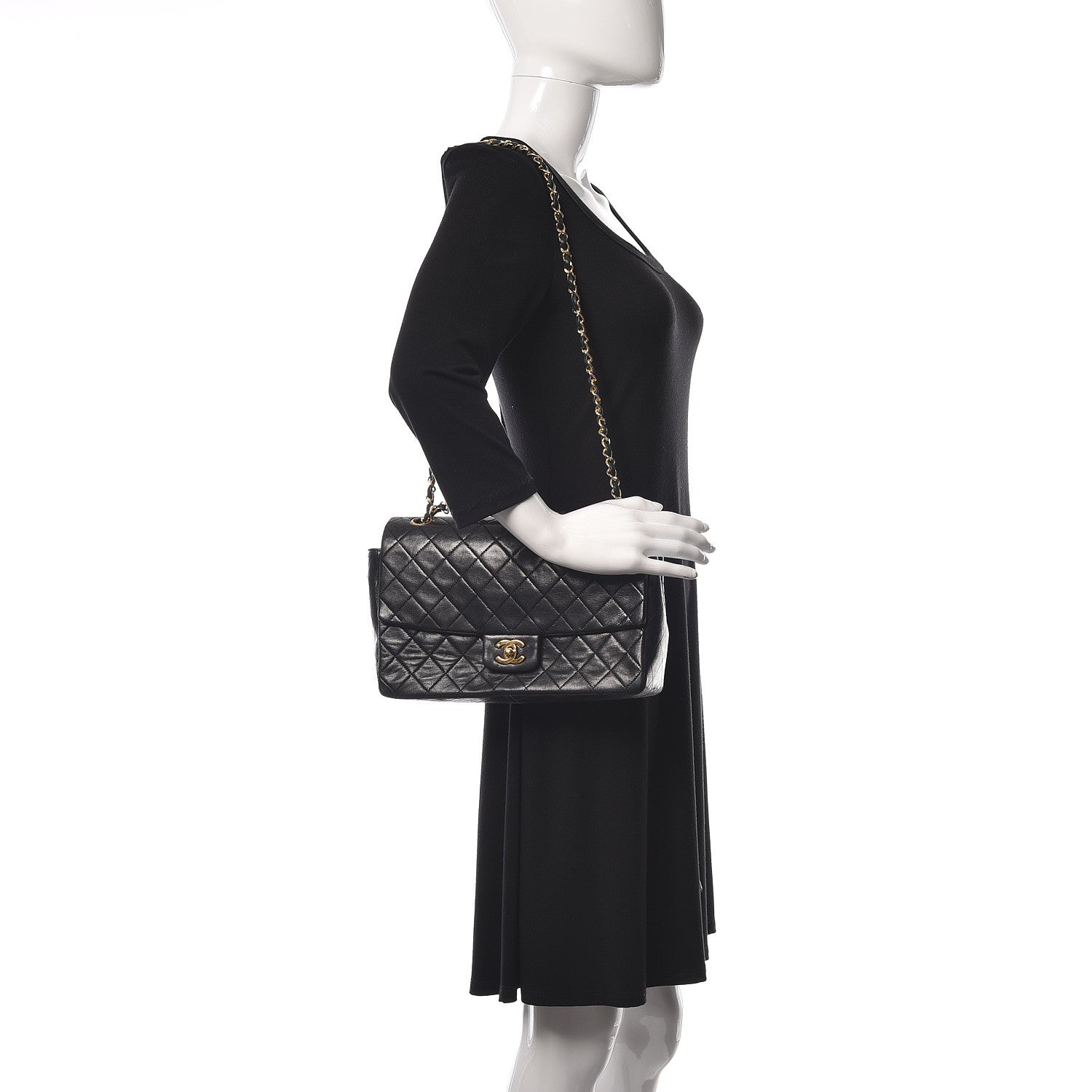 Chanel Lambskin Quilted Medium Single Flap Black 2 of 13