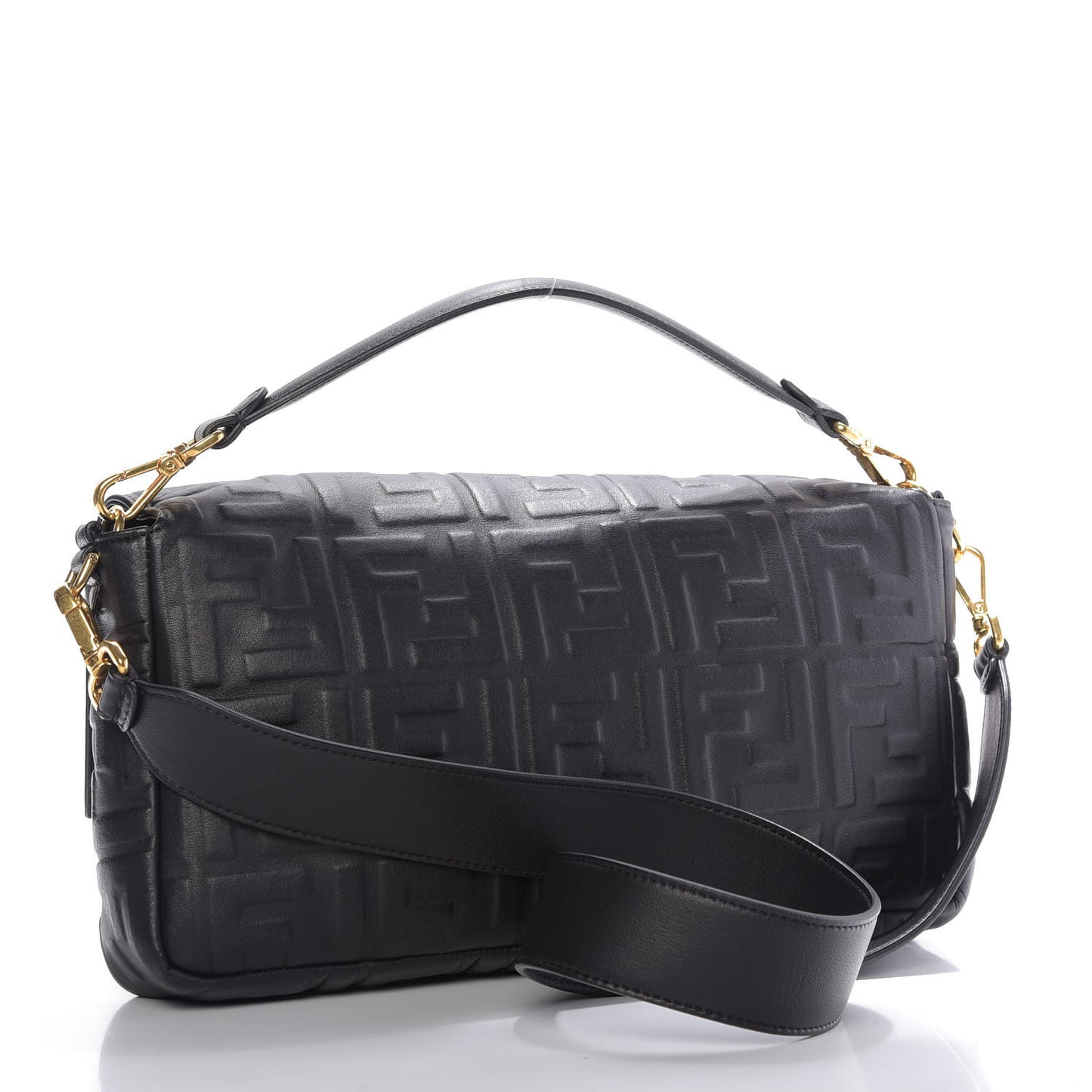 Nappa FF 1974 Embossed Large Baguette Black