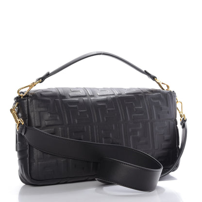 Fendi Nappa FF 1974 Embossed Large Baguette Black 2 of 9