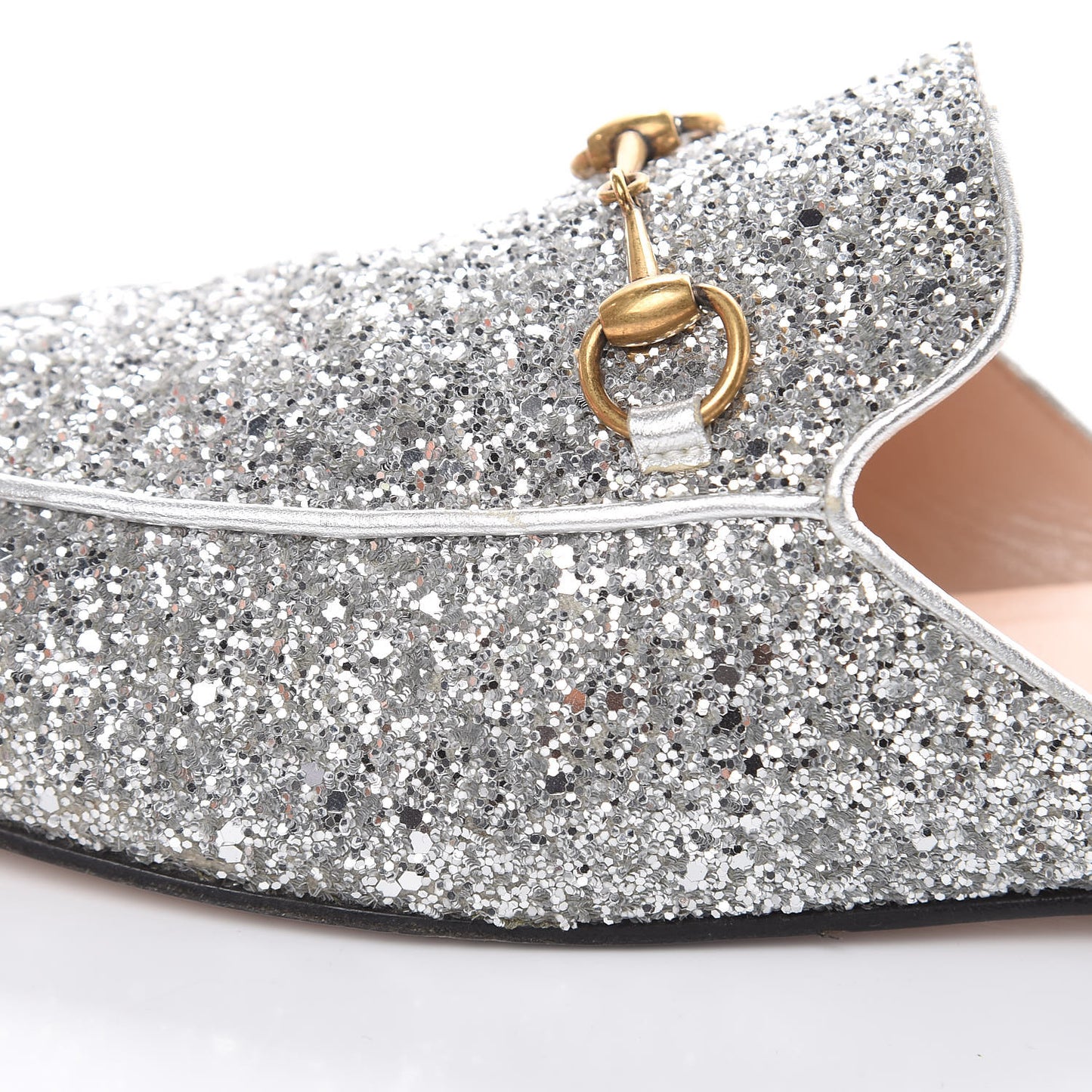 Glitter Womens Princetown Slippers 39.5 Silver