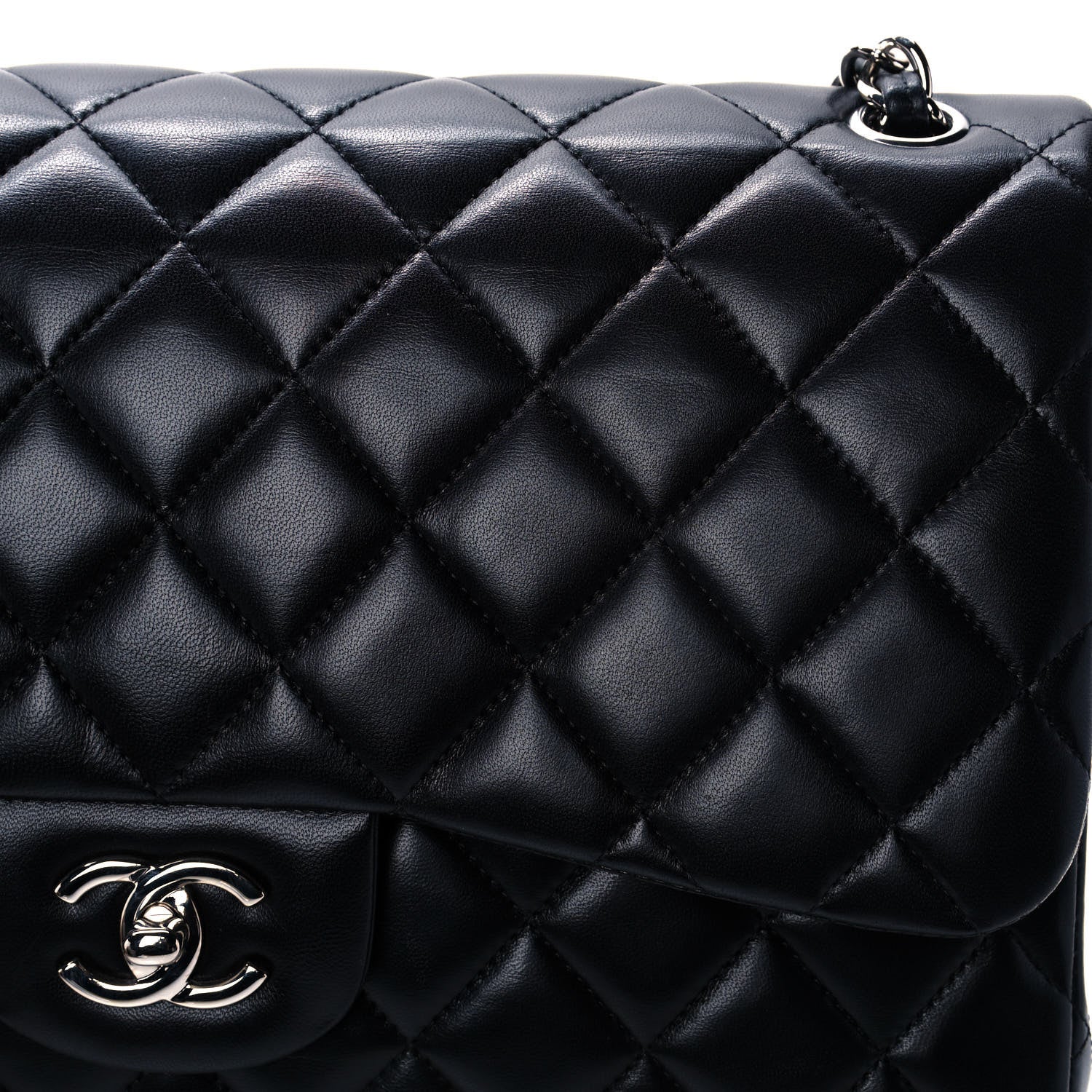 Chanel Lambskin Quilted Jumbo Double Flap Black 12 of 13