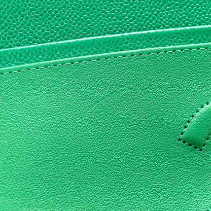 Chanel Caviar Quilted Medium Double Flap Green 11 of 13