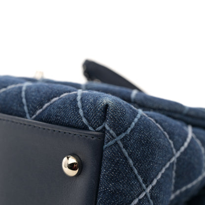 Chanel Denim Quilted Small Coco Handle Flap Blue 11 of 14