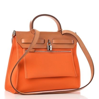 Hermes Vache Hunter Toile Herbag Zip 31 PM Orange 3 of 11