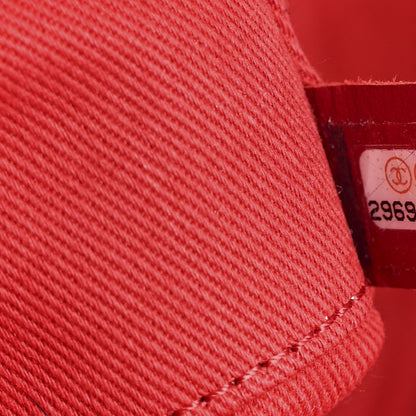 Chanel Straw Raffia Calfskin Striped Large Deauville Tote Red 7 of 10