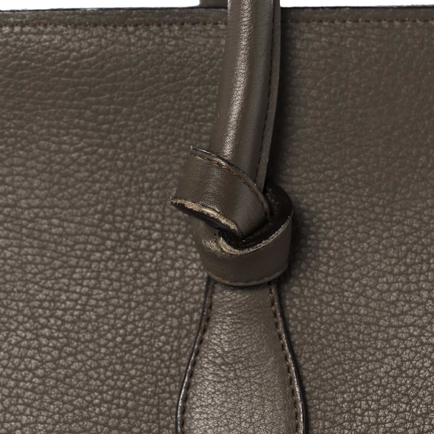 Crisped Calfskin Small Tie Knot Tote Dark Khaki