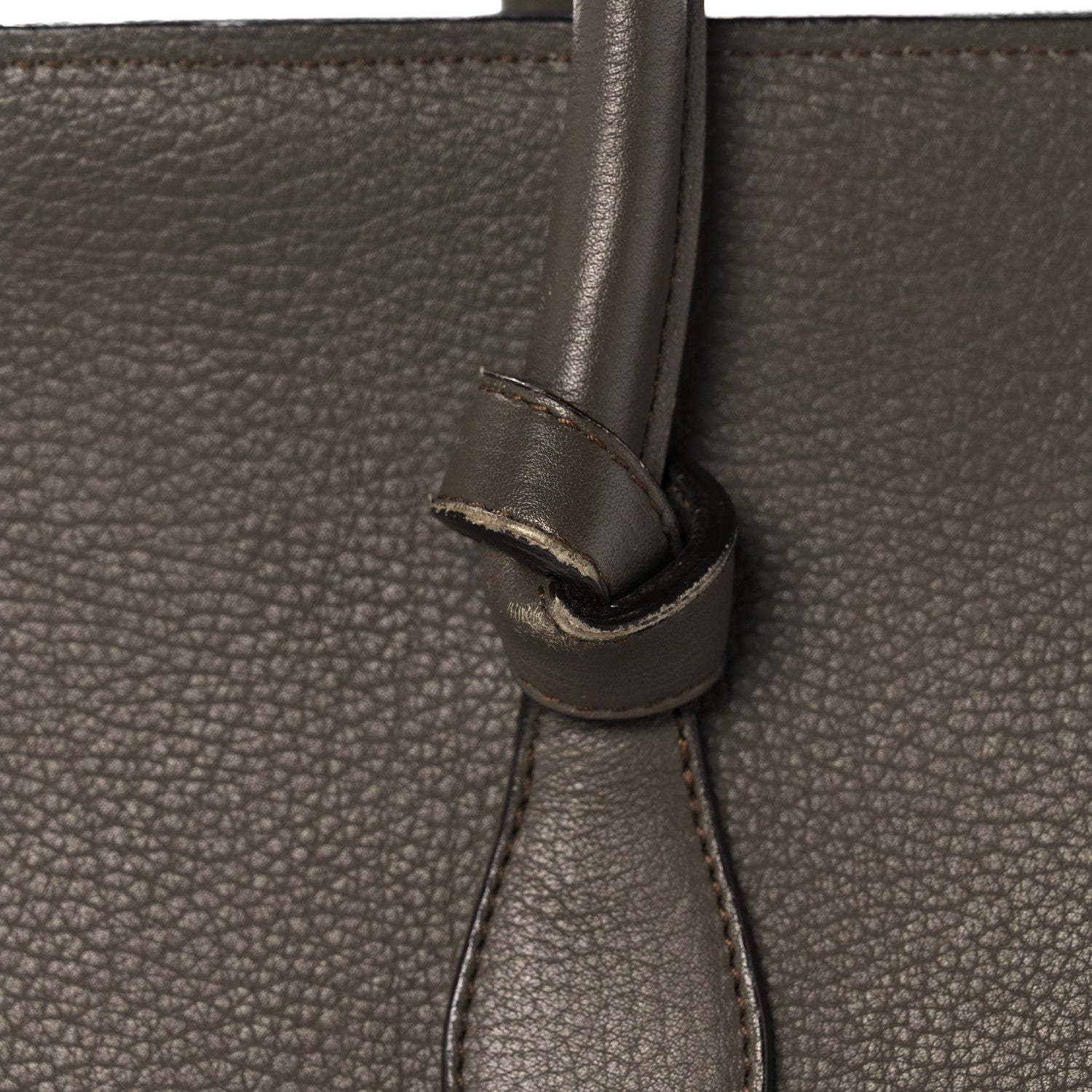 Celine Crisped Calfskin Small Tie Knot Tote Dark Khaki 34 of 39