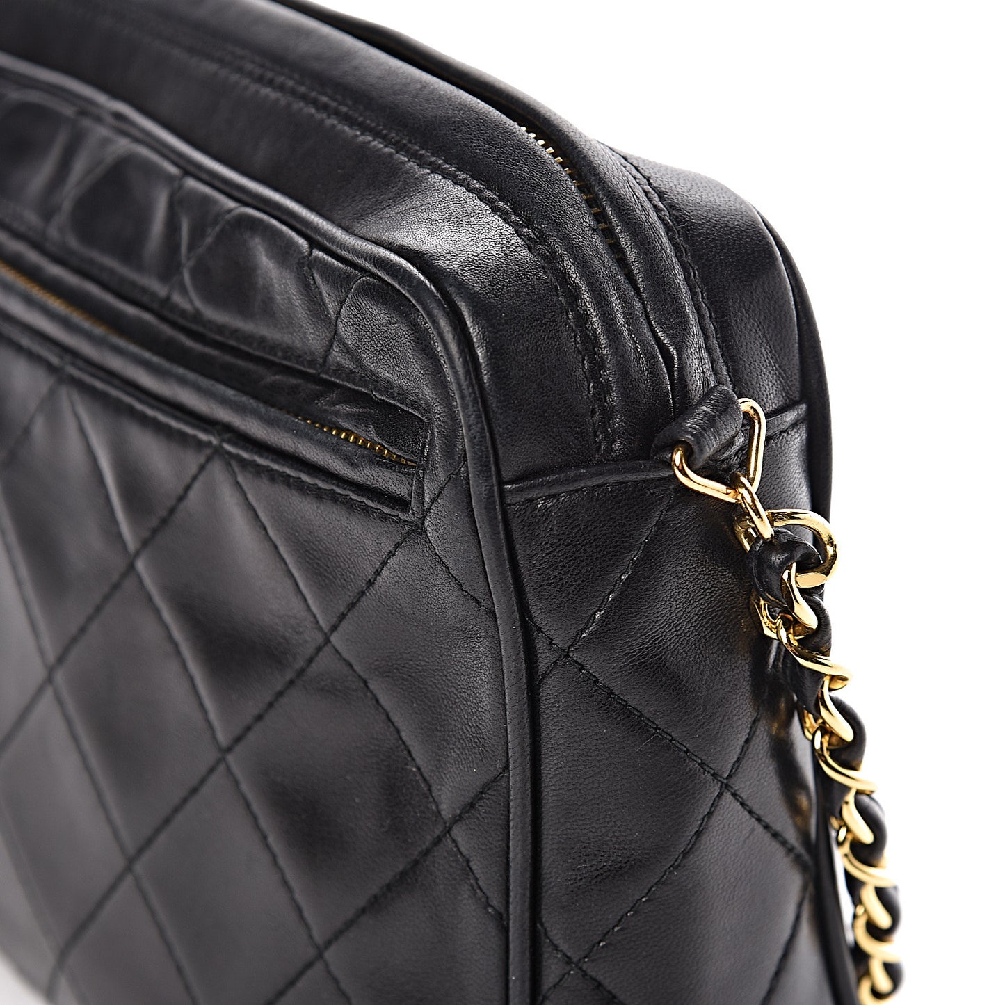 Lambskin Quilted Camera Case Black