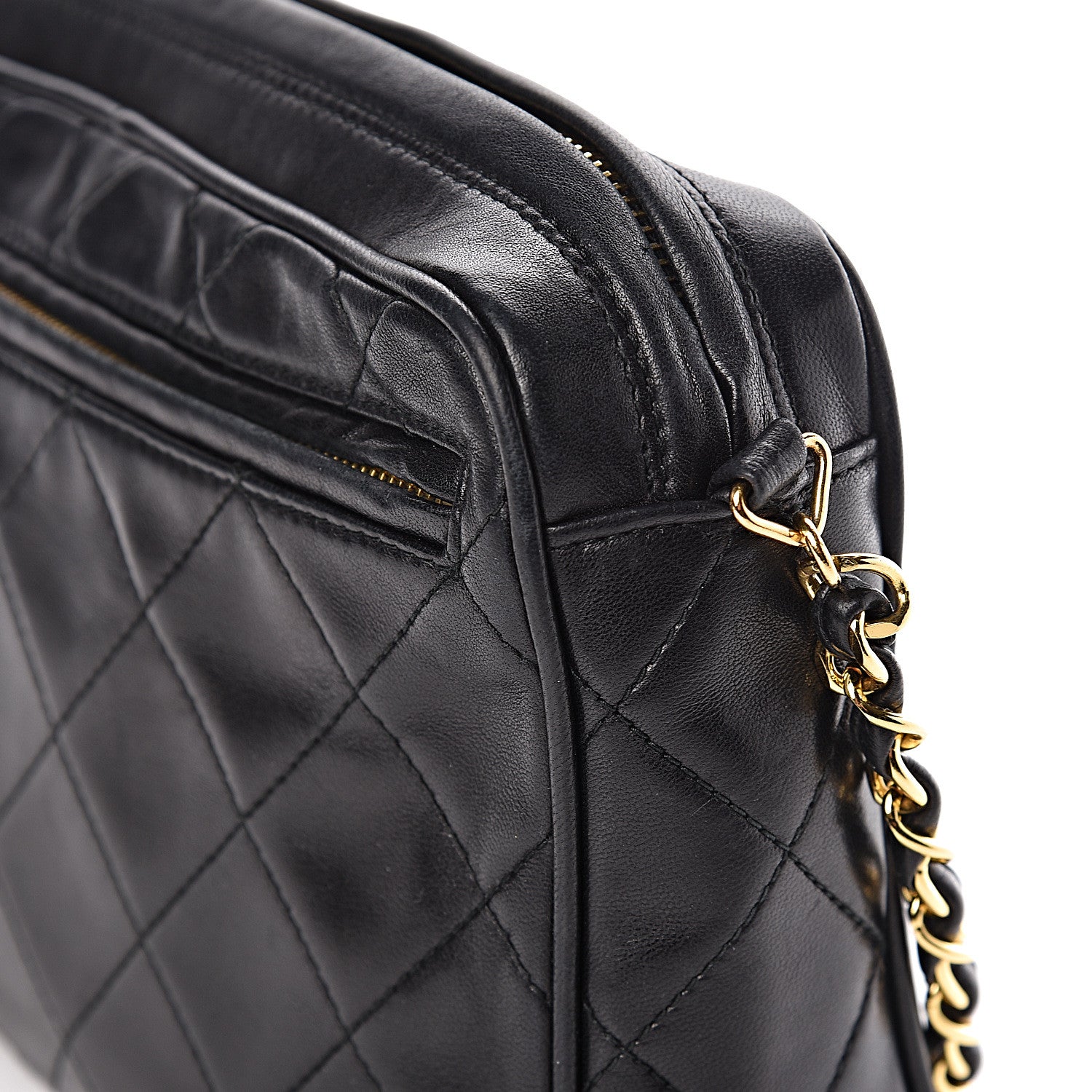 Chanel Lambskin Quilted Camera Case Black 14 of 17