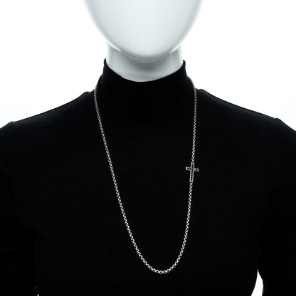 David Yurman Sterling Silver Black Diamond Streamline Cross Station Necklace 26" 2 of 5