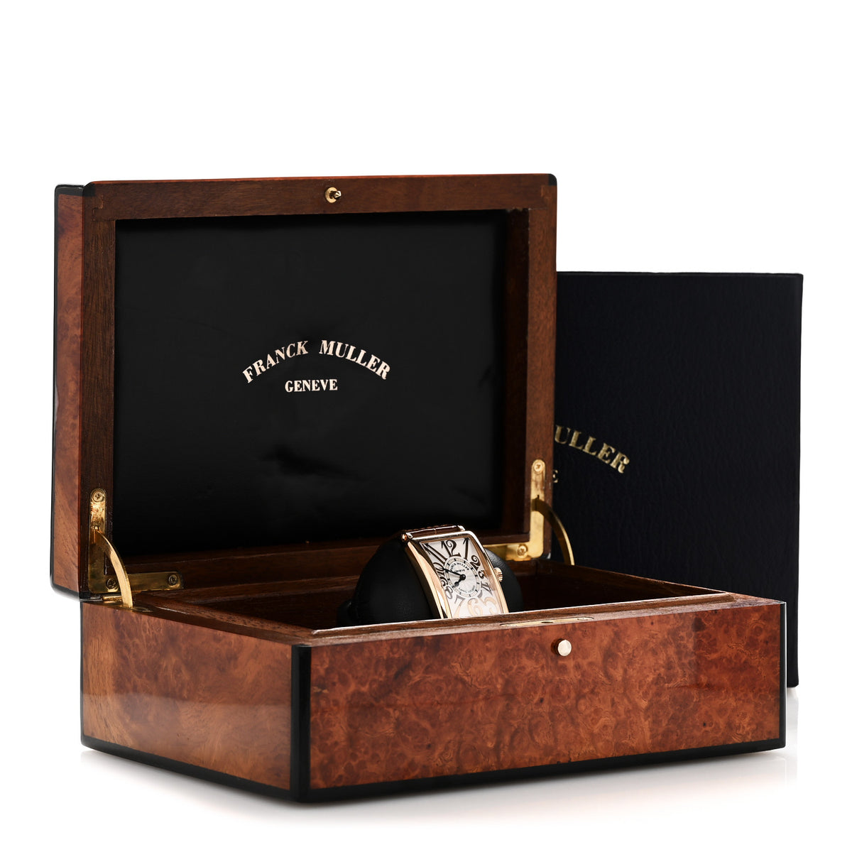 Franck Muller 18K Yellow Gold Alligator 30mm Long Island Master Banker Automatic Watch Brown 1000SC 6 of 6