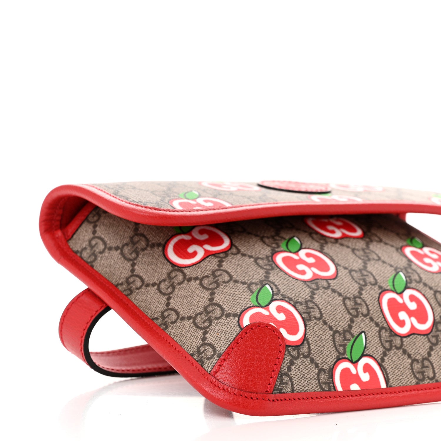 Gucci GG Supreme Monogram Apple Interlocking G Belt Bag Beige Multicolor Lobster Red 9 of 11
