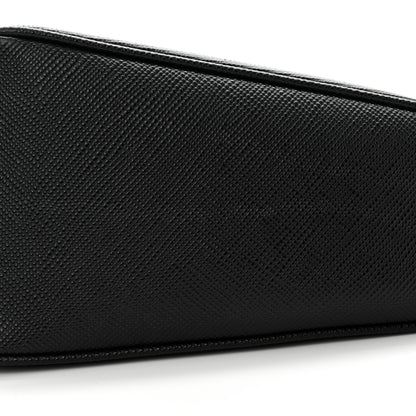 Prada Saffiano Cuir Triangle Logo Embossed Triangle Shoulder Bag Black 10 of 11