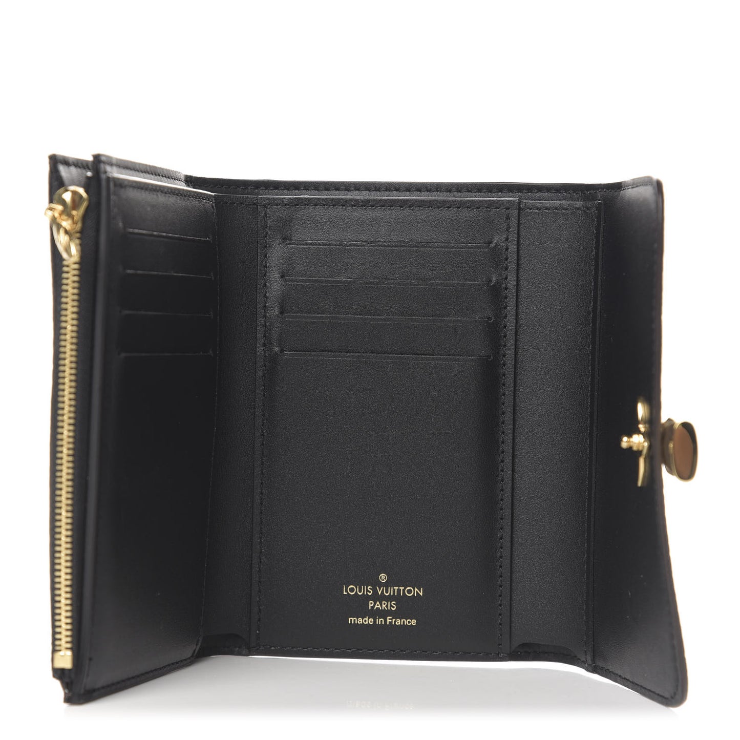 Monogram Flower Lock Compact Wallet Black