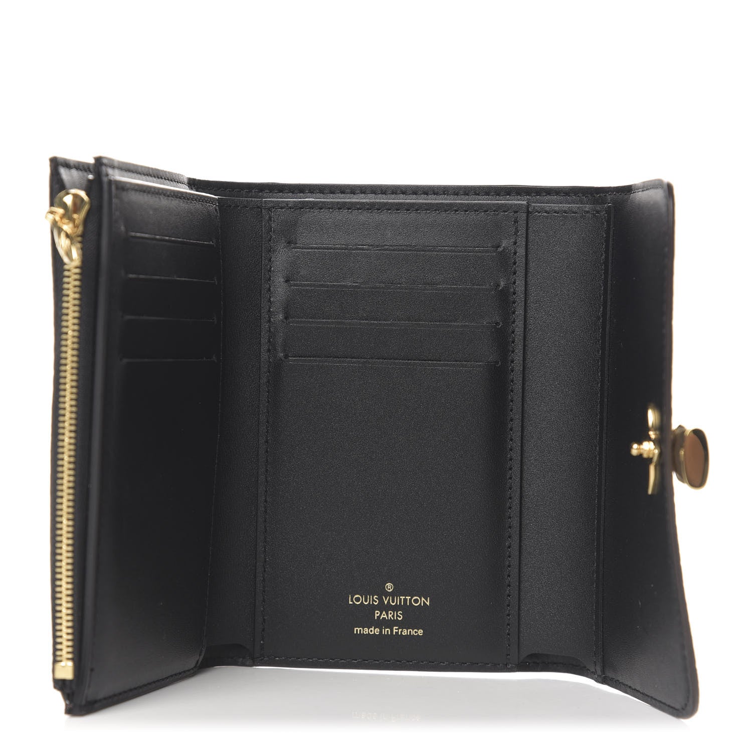 Louis Vuitton Monogram Flower Lock Compact Wallet Black 5 of 6