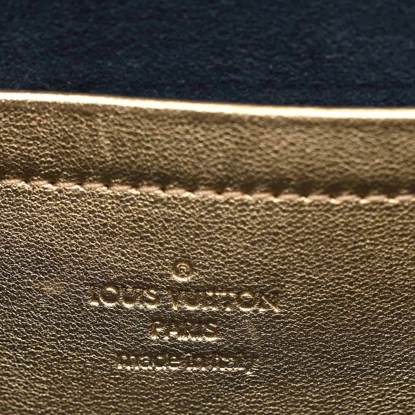 Metallic Lambskin Embossed Monogram Pochette Coussin Gold