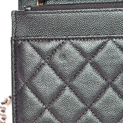 Chanel Iridescent Caviar Quilted Wallet On Chain WOC Black 11 of 13