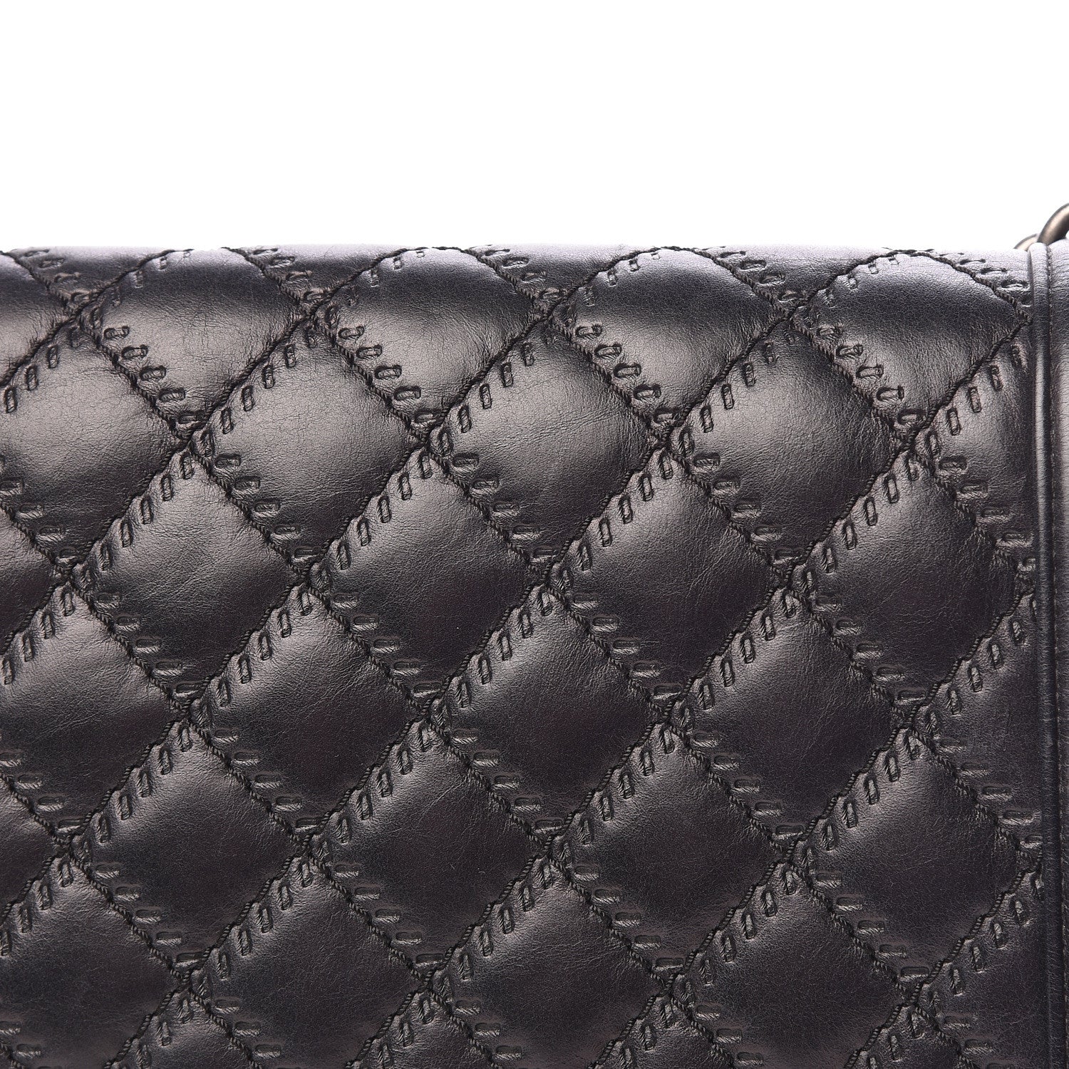 Chanel Calfskin Embossed Stitch Large Boy Flap Black 14 of 19
