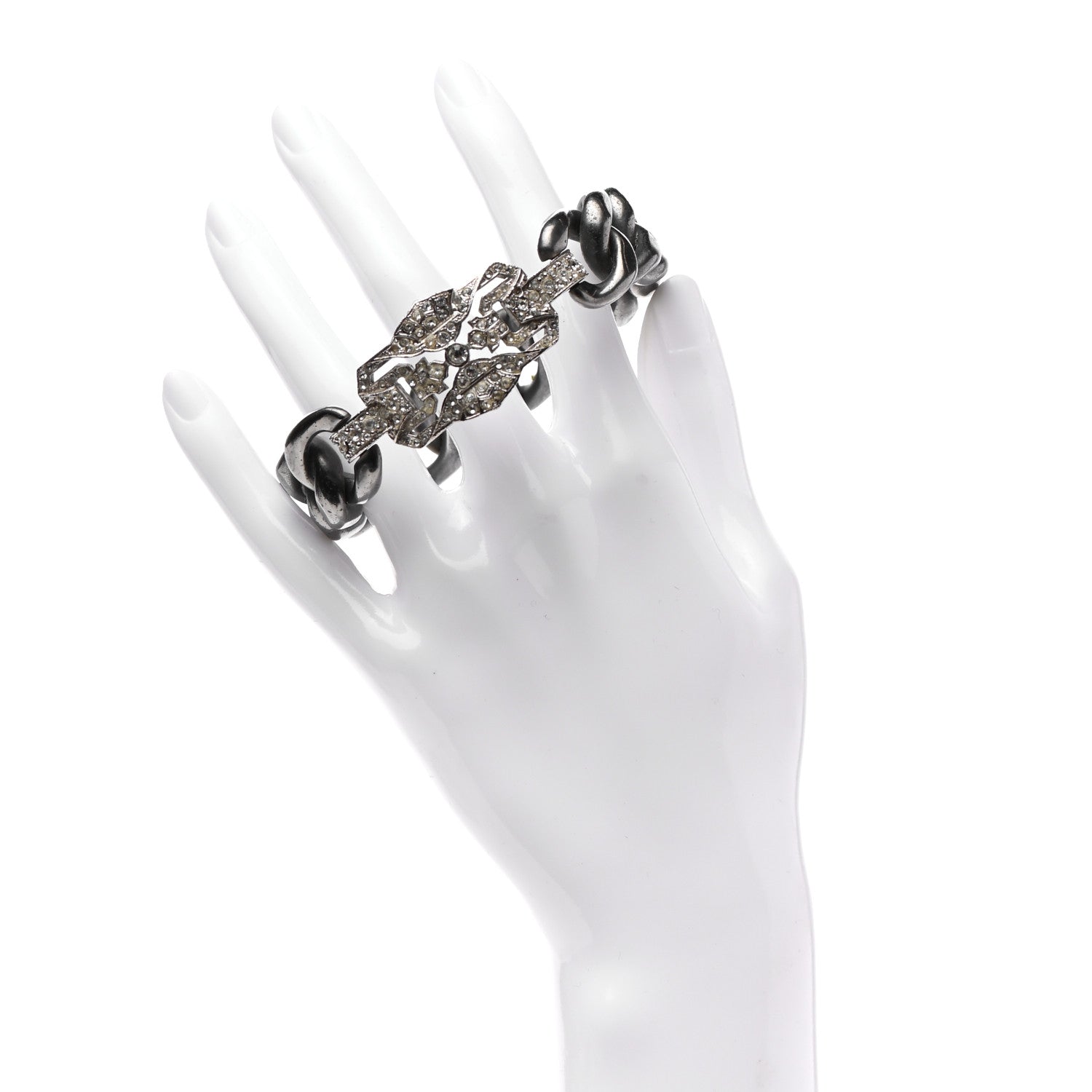 Chanel Crystal CC Chain Link Dark Silver 2 of 5