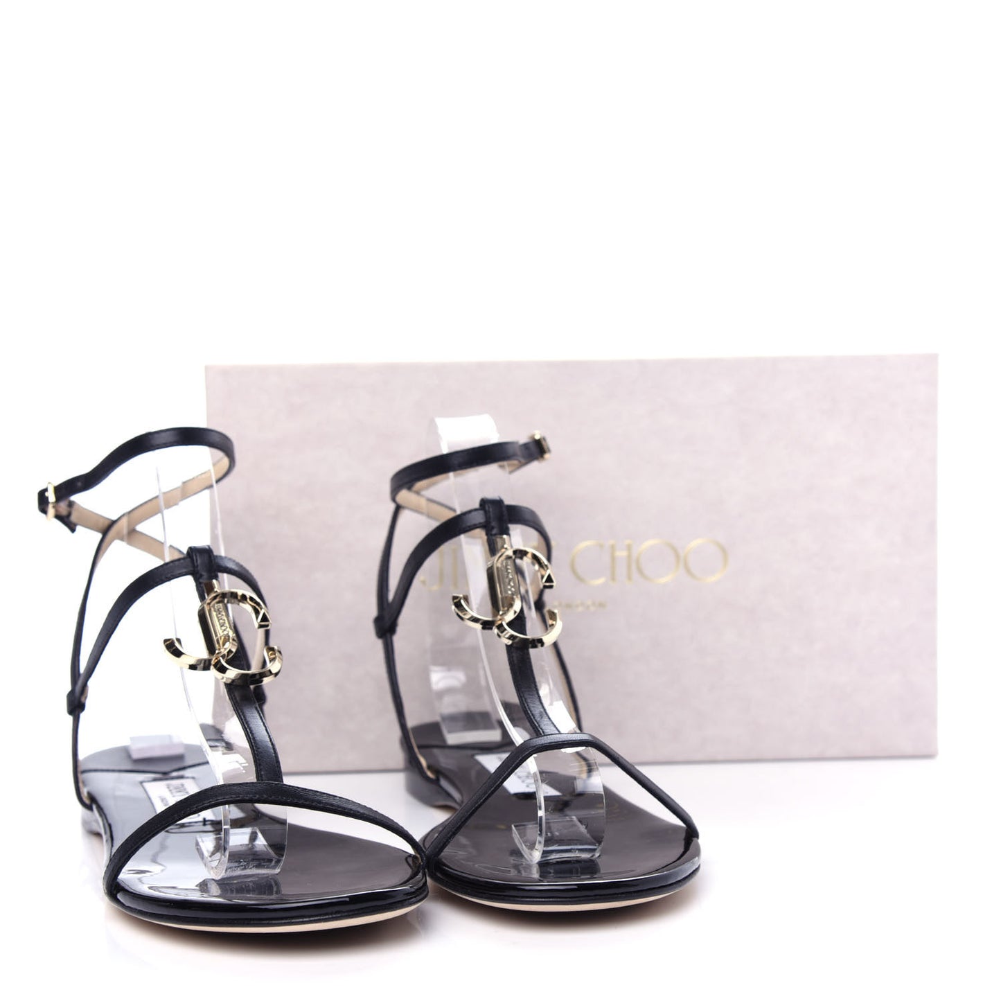 Nappa Patent Alodie Flat Sandals 39 Black