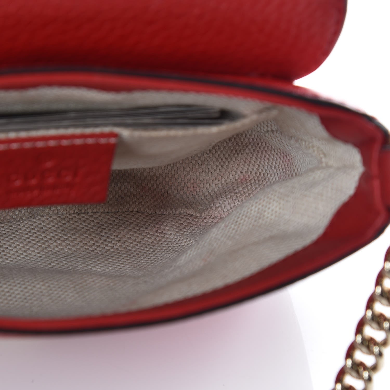Gucci Pebbled Calfskin Small Soho Flap Crossbody Red 15 of 16