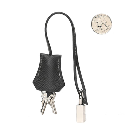 Hermes Epsom Lock and Key Clochette Set Graphite 2 of 3