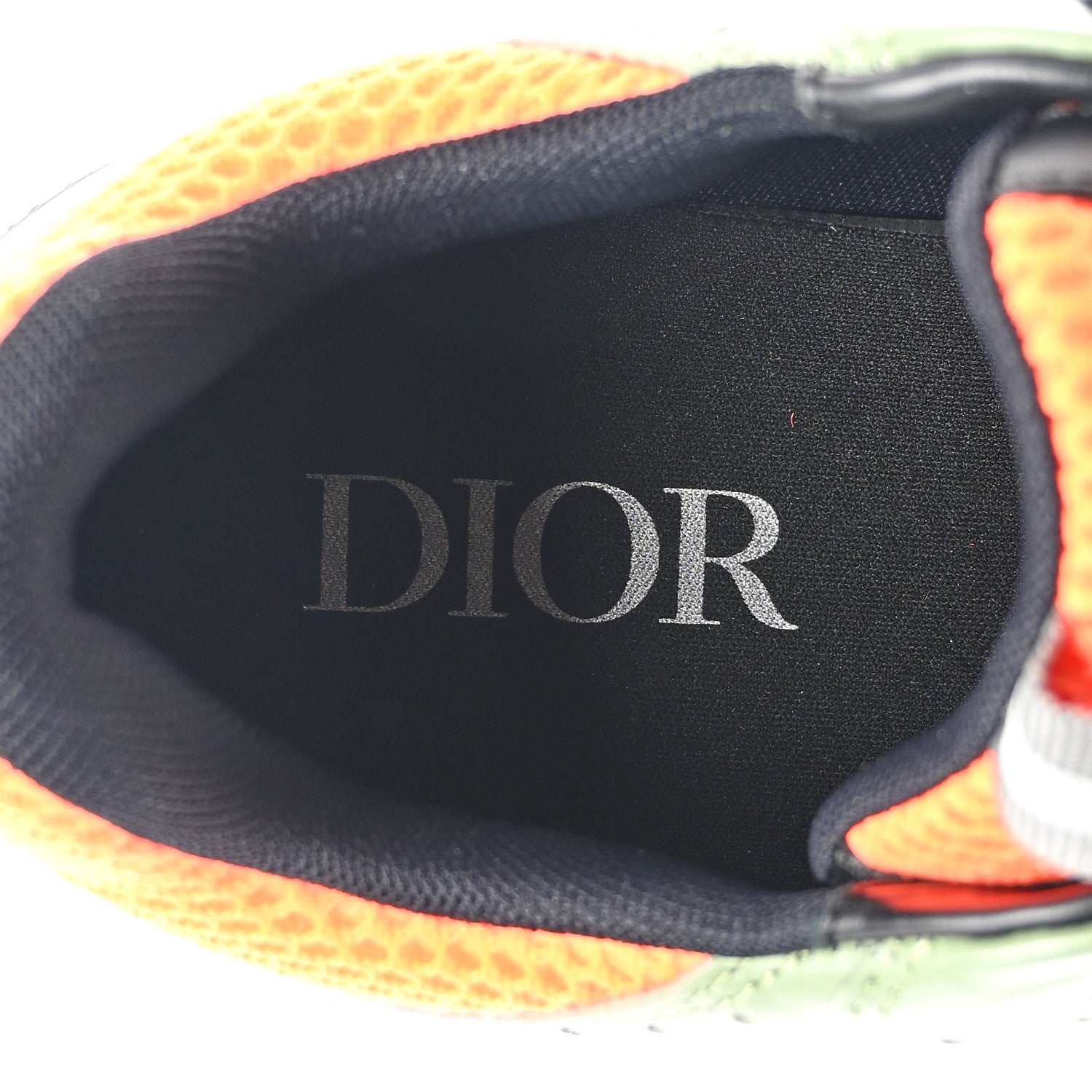 Christian Dior Technical Mesh Calfskin Mens B22 Sneakers 41 Olive Green Orange Black 7 of 9