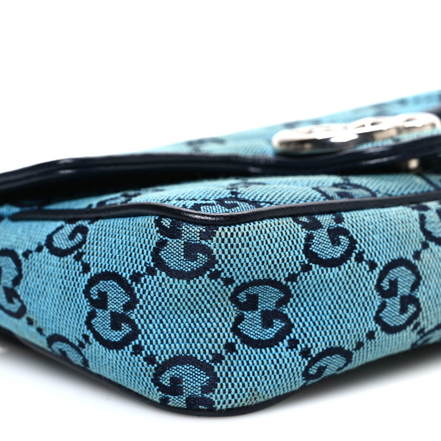 Gucci Monogram Multicolor Matelasse Diagonal Super Mini GG Marmont Shoulder Bag Light Blue 9 of 10