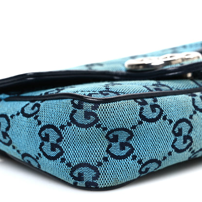 Gucci Monogram Multicolor Matelasse Diagonal Super Mini GG Marmont Shoulder Bag Light Blue 9 of 10